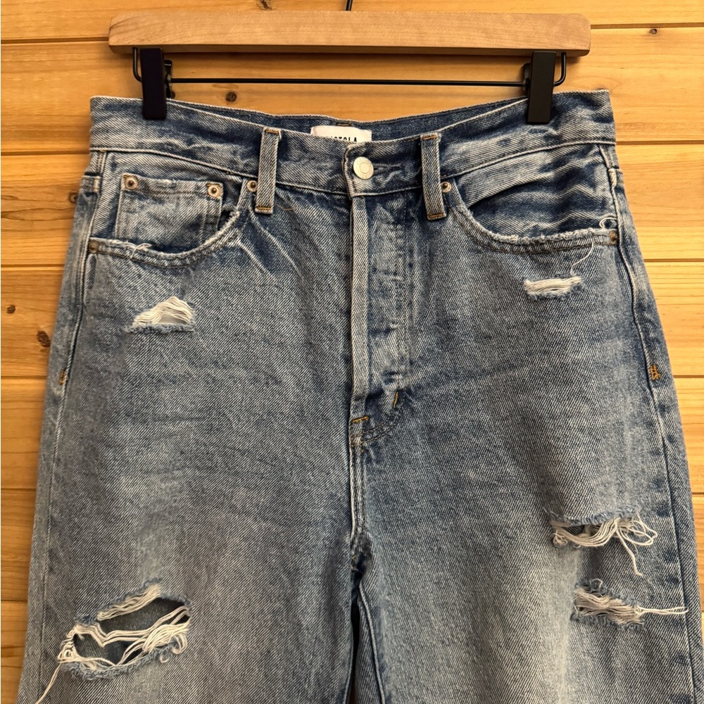 Pistola 28/6 High Rise Cassie Distressed Raw Edge Hem Hemp Cotton Blend Jeans - Picture 2 of 14